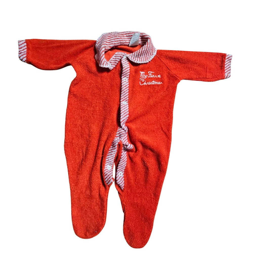 Vintage Trimfit My First Christmas Terry Cloth Footed Sleeper Baby L Kidcore 90s